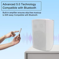 Herdio 5.25" Bluetooth Vízálló Kültéri Hangszóró - 200W Teljesítmény, Beltéri-Kültéri Használatra, Fali Konzollal, Fehér 2