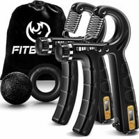 Set de antrenament pentru întărirea mâinilor FitBeast, 4 piese – 2 aparate de strâns mâna reglabile, dispozitiv pentru extensia degetelor, inel de prindere și minge antistres pentru sportivi — set de 4 bucăți 2