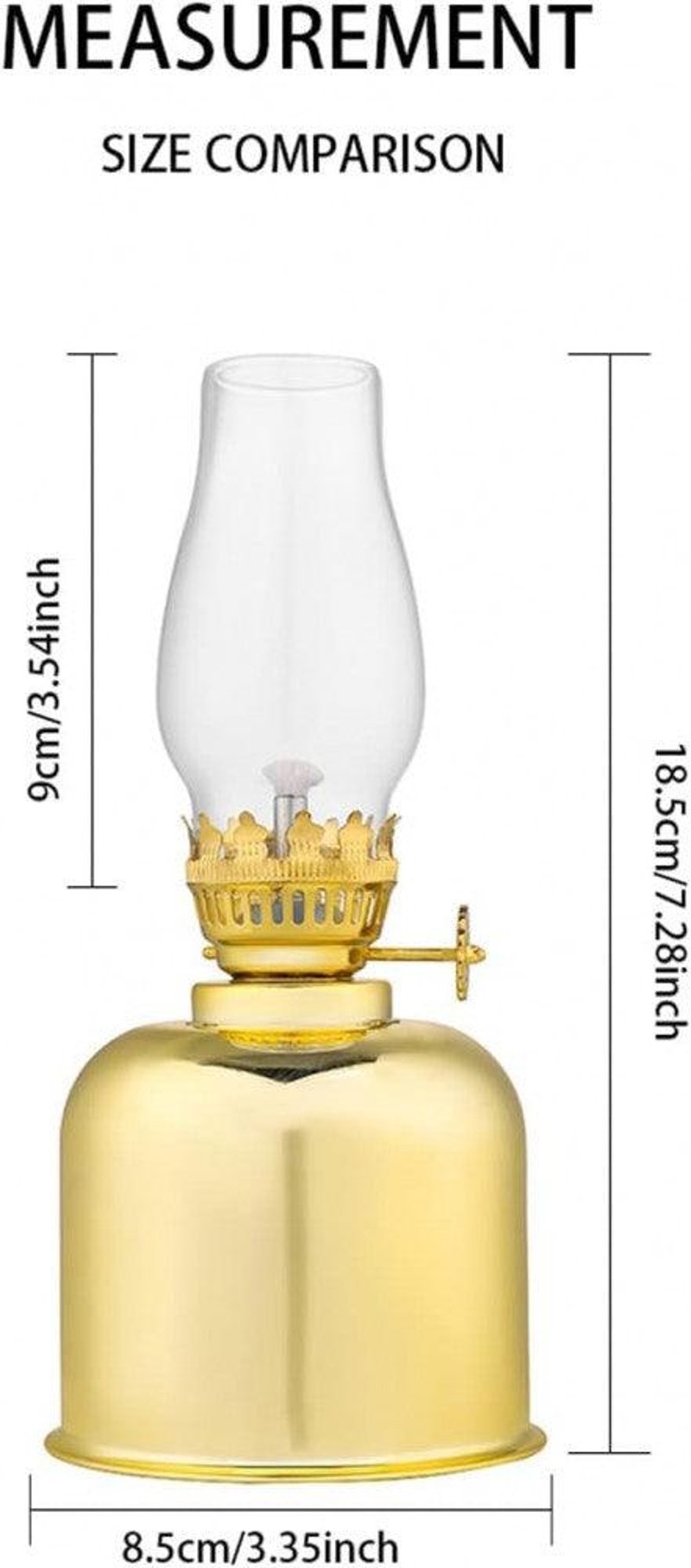 Petróleumlámpa tükrös üvegtalapzattal, 18,5 cm-es asztali dísz