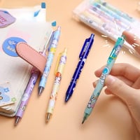 Kawaii 6 db-os Retraktálható Gél Toll Szett Fekete Tintával, Aranyos Rajzfilm Mintákkal 6
