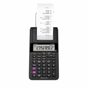 Casio HR-8RCE-BK stolno računalo s pisačem, 12-znamenkasti LCD zaslon, crno — neispravno, djelomično radi: zaglavljena tipka AC (stanje: vidi drugu sliku)