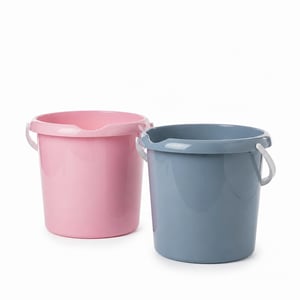 2friends Teo plastična kanta za čišćenje od 5 litara s izljevom i mjernom skalom, od materijala sigurnog za hranu, ružičasta/menta/plava, proizvedeno u EU — set od 2 komada