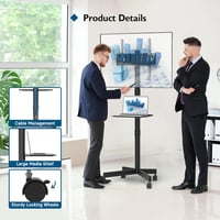 BONTEC Gurulós TV Állvány 23-60" Képernyőkhöz, Laptoptartó Polccal, Állítható Magasságú, 25 kg Teherbírású, VESA 400x400 mm Kompatibilis 4