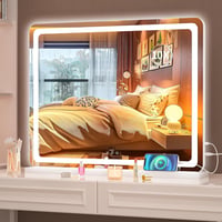 Hasipu LED Sminktükör 58x46 cm - Kerek Fehér Kozmetikai Tükör Érintőképernyős Vezérléssel, 3 Fokozatú Tompítható Világítással, Alumínium Ker 8