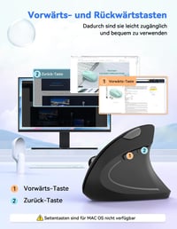 TeckNet Vertikális Ergonomikus Vezeték Nélküli Egér 2.4G - Csuklófájdalom Megelőzésére, 6 Gombos, 3 DPI Fokozat, 50 Láb Hatótáv 5