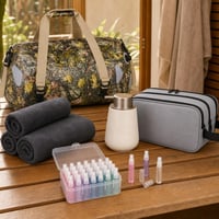 Set complet pentru sală: 3 prosoape + dozator + portfard + 35 pulverizatoare parfum 1