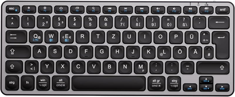 iClever Bluetooth Billentyűzet, Vezeték Nélküli Német QWERTZ Kiosztás, Újratölthető, 3 Eszköz Közötti Váltás, MacBook Pro/Air, iMac Kompatib