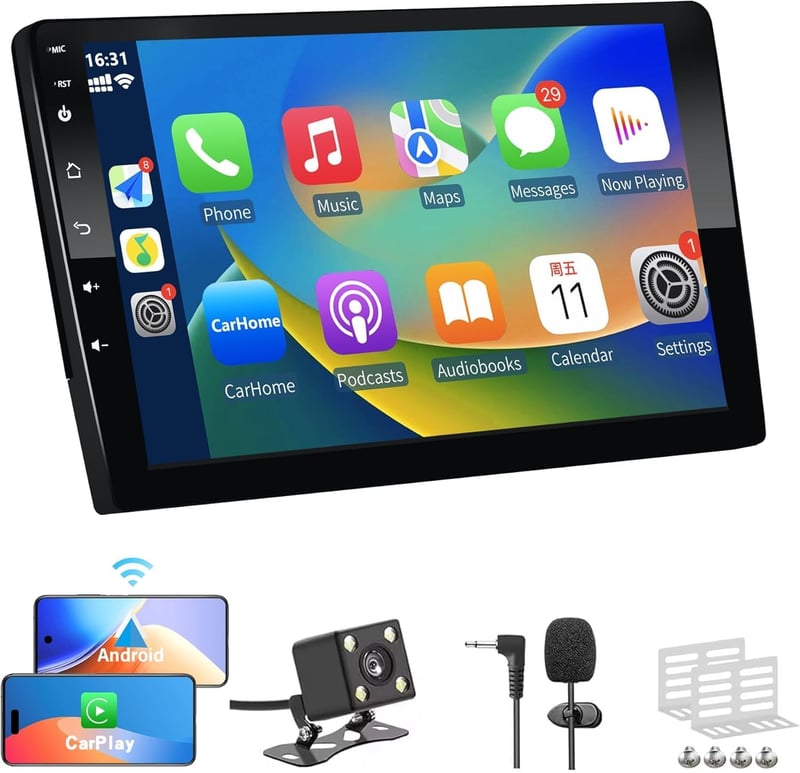 LSLYA 9" 2 DIN Android 13 Autórádió - 2GB/32GB, Vezeték Nélküli Apple CarPlay & Android Auto, Bluetooth, GPS, WiFi, FM, Tolatókamerával