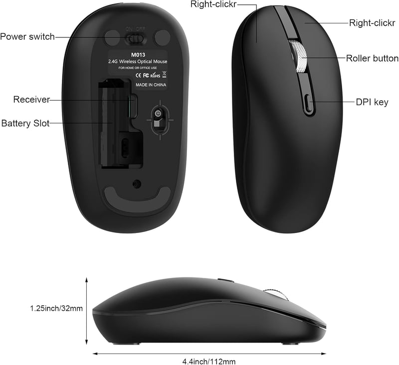 Cimetech USB-C vezeték nélküli egér, 3 DPI fokozat, csendes, Windows/Mac/Linux kompatibilis