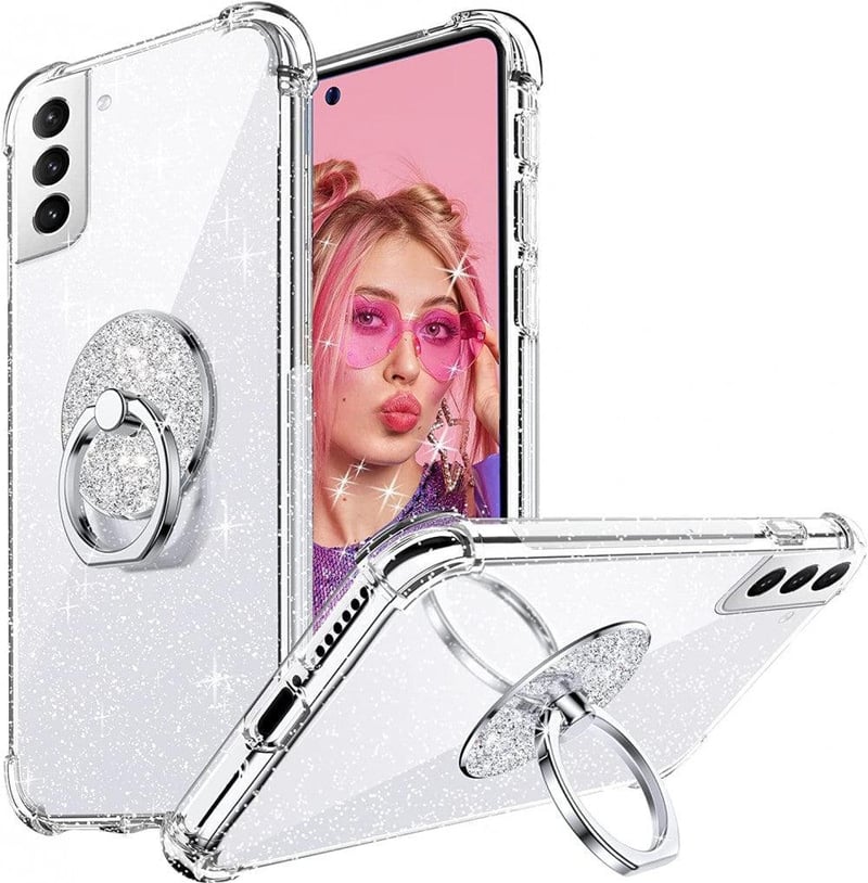 Samsung S21 FE átlátszó tok állítható gyűrűs tartóval