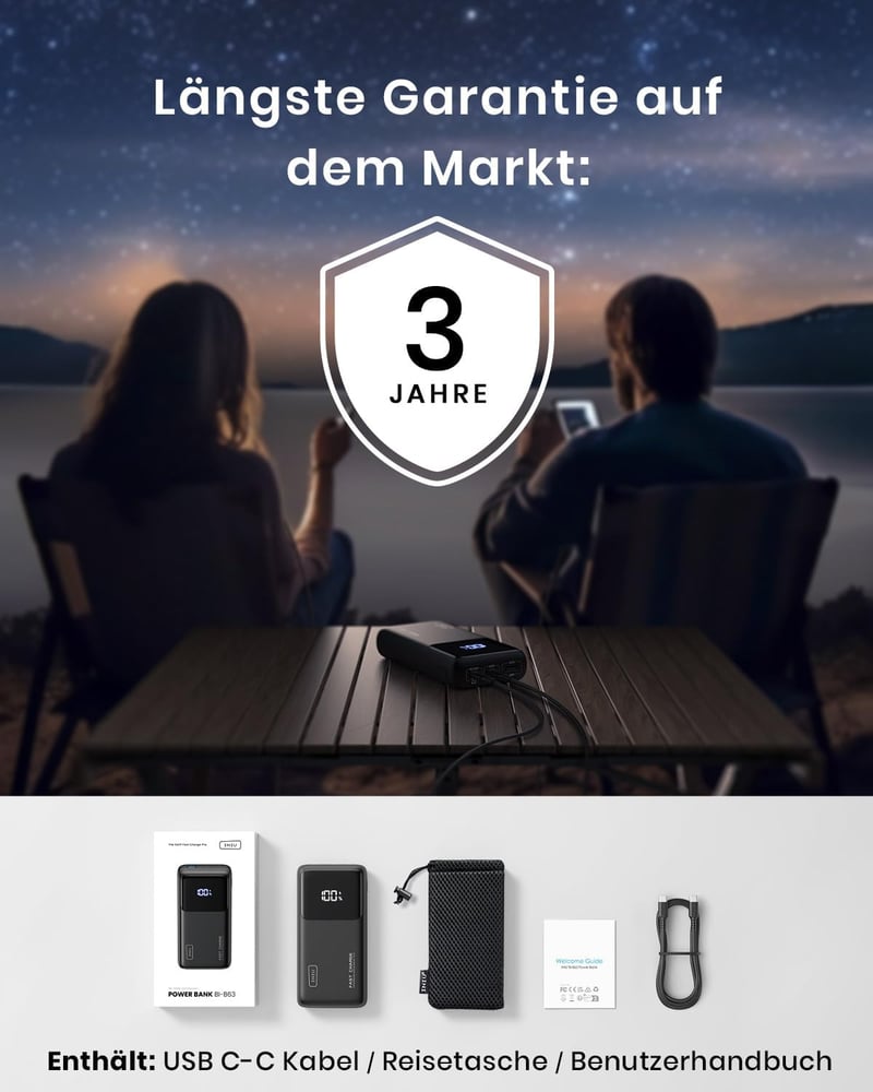 INIU 25000 mAh Power Bank 100W USB-C Laptop Töltő - Hordozható Külső Akkumulátor MacBook, Surface, iPad, iPhone Készülékekhez
