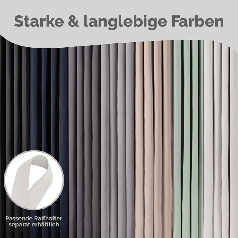 Blumtal Sötétítő Függöny Szett - 2 db Hőszigetelő Fényblokkoló Függöny Fémkarikákkal, 215x132 cm, Szürke, Nappali és Hálószoba Dekoráció