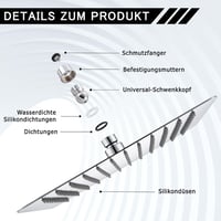 DETBOM Zuhanyfej 25x25 cm Négyzet Alakú - 304 Rozsdamentes Acél Esőztető Fejzuhany 121 Szilikon Fúvókával, Vízkőmentes Funkcióval, 360° Forg 6