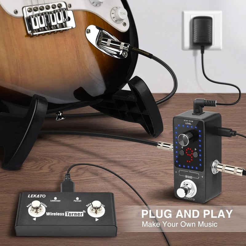 LEKATO Gitár Looper Pedál 9 Hurokkal, 40 Perces Felvételi Idővel, Beépített Hangoló, Korlátlan Overdub Funkció Elektromos Gitárhoz és Basszu