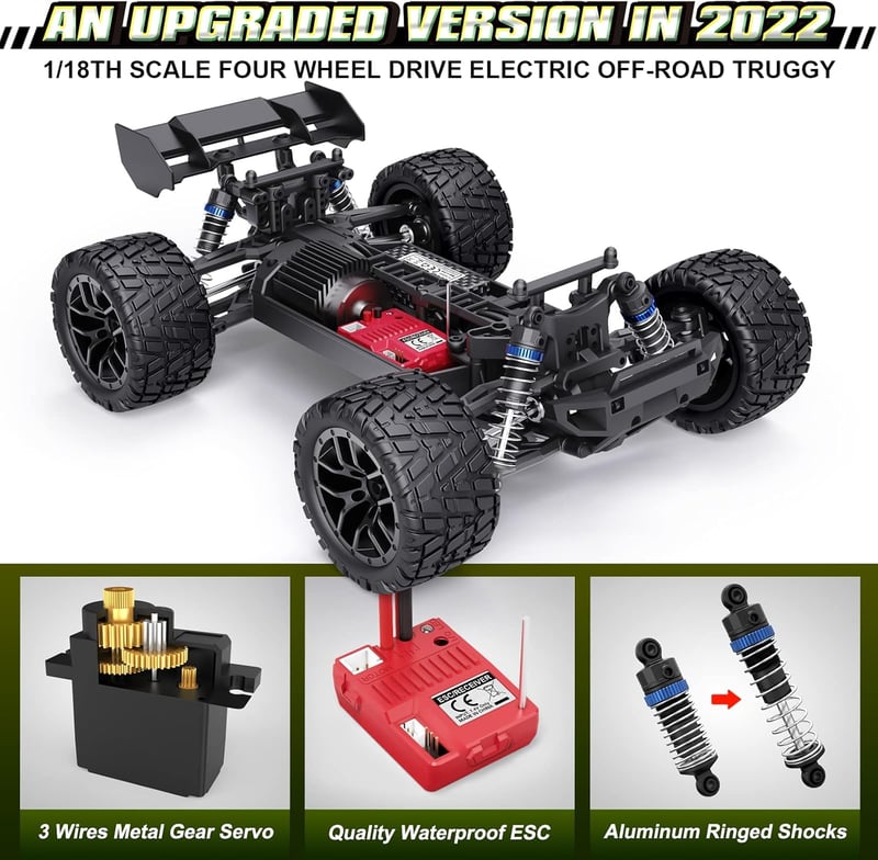 HAIBOXING 1/18 Távirányítós Autó - 36 km/h Sebességű 4WD Terepjáró, 2.4 GHz Vízálló Elektromos RC Versenyautó Minden Terepre