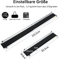 gardhom Teleszkópos Kerekesszék Rámpa 83,5-152 cm - Állítható Alumínium Csúszásgátló Felülettel, 272 kg Teherbírással, Lépcsőkhöz, Textil Tá 2
