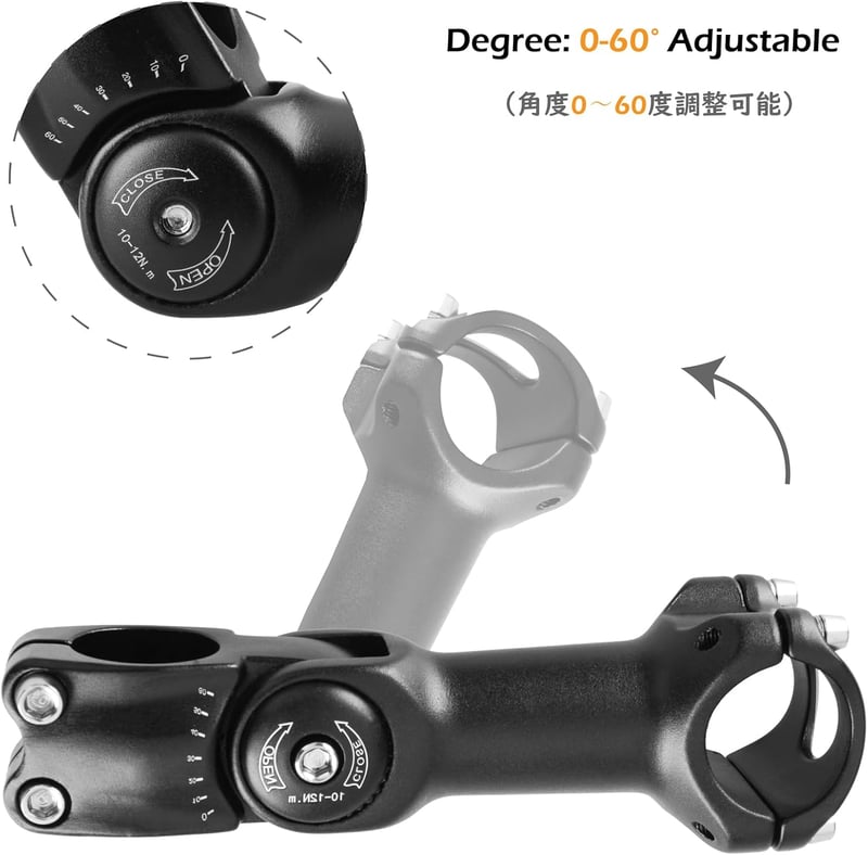 TRIWONDER állítható 60 fokos MTB kormányszár 25.4/31.8mm 90-130mm