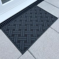 Ultralux Gumi Lábtörlő 75x45cm - Kültéri-Beltéri Csúszásmentes Szennyfogó Szőnyeg Fekete-Ezüst Mintával, Vízálló, Strapabíró, Könnyen Tisztí 1