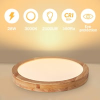 Baerolc Fa LED Mennyezeti Lámpa 40cm - 28W Meleg Fehér Kerek Világítás Nappaliba, Hálószobába, Konyhába, Gyerekszobába, Előszobába 3