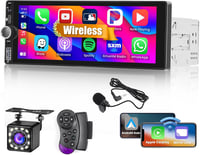 Hikity 1 DIN Autórádió 6.9" Érintőképernyővel - Vezeték Nélküli CarPlay, Android Auto, Bluetooth Kihangosító, Tolatókamera Bemenet, FM Rádió 1