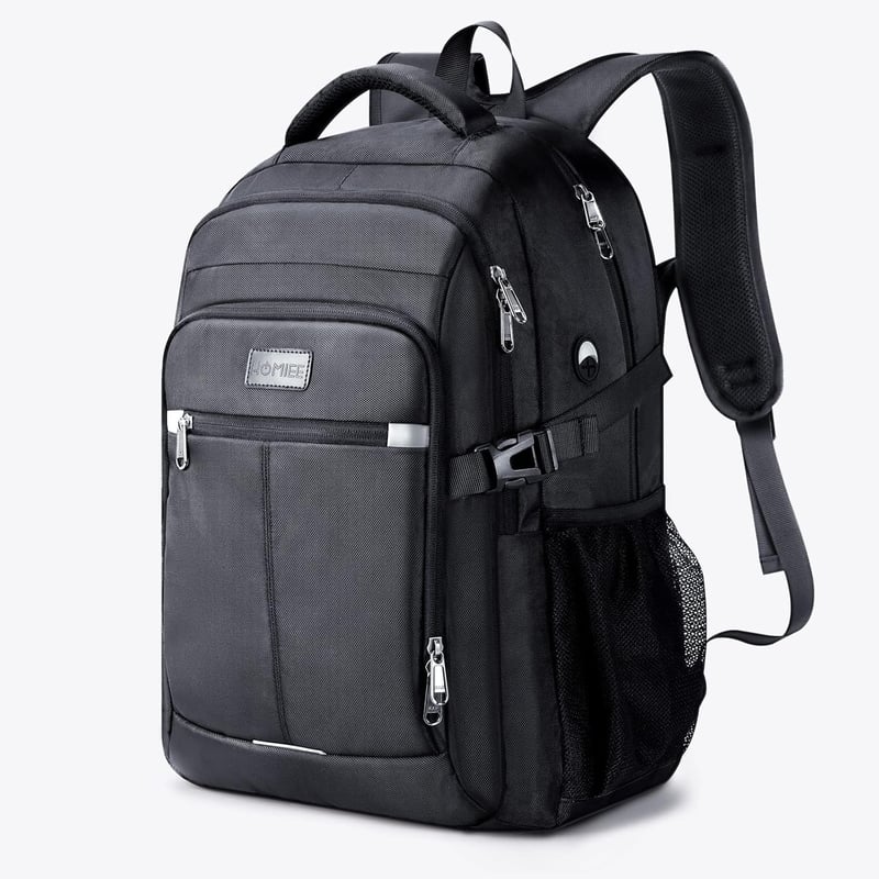 HOMIEE Nagy Méretű Vízálló Utazó Hátizsák 17,3" Laptoptartóval, Fekete