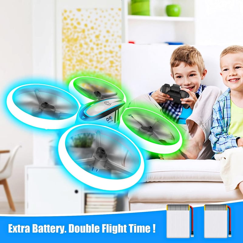AVIALOGIC Q9s Gyerek RC Helikopter Drón Kék-Zöld Fényekkel, 360° Forgással, Magasságtartással és Headless Móddal - Tökéletes Ajándék Fiúknak