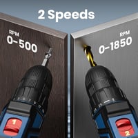 VirtuDrill 20V Akkus Fúrócsavarozó, 60 Nm Nyomaték, 2 Sebességfokozat, 2db 2.0Ah Akkumulátorral, LED Világítással, 25+1 Fokozat, Kék 4