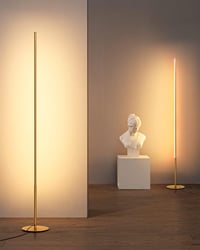 EDISHINE Set de 2 lampadare LED, Auriu, Lampă de colț minimalistă, 146 cm, Cu intensitate reglabilă, 3000K Alb Cald, Comutator de picior, Pentru living, Dormitor 1