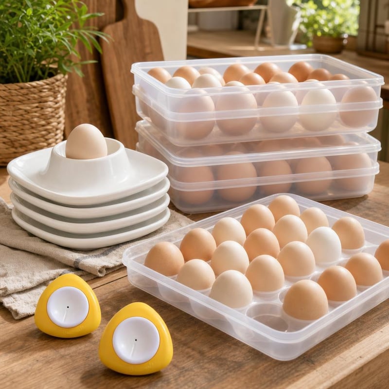 Set za organizaciju jaja: 2x bušač jaja + keramički stalak + 2x kutija za jaja