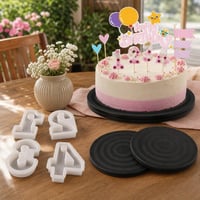 Szülinapi tortavarázs: 1–4 számforma + 360° forgótálca + Happy Birthday tortadísz 1