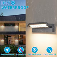 KUKAK 36W LED Kültéri Fali Lámpa, IP65 Vízálló, 3000K Meleg Fehér, 350° Forgatható Panel, Alumínium, Sötétszürke - Kerthez, Teraszhoz, Erkél 14