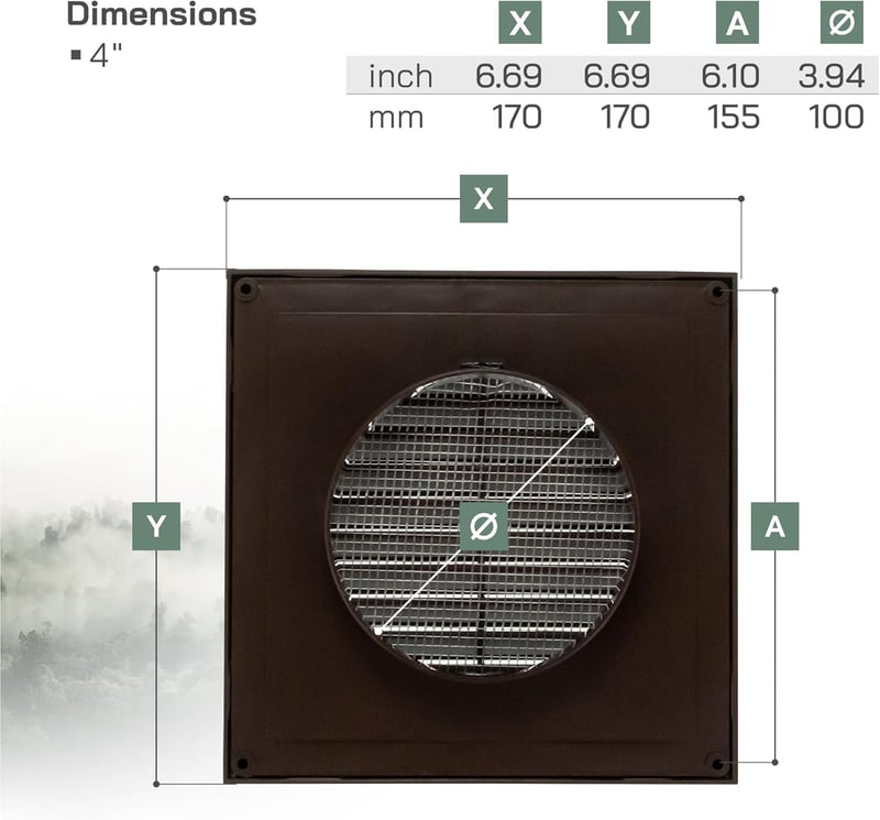 Vent Systems 100mm Kültéri Szellőzőrács 2db - Fürdőszobai Elszívó Fedél - Rovar, Madár és Rágcsálóvédelem - Barna Műanyag Szellőzőnyílás 10c