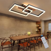 SEATAIN Fa Mennyezeti Lámpa - Fekete Téglalap 48W LED, Távirányítós, Fényerőszabályozható, 3000K-6000K, 4800lm, Éjszakai Fény Funkcióval 1