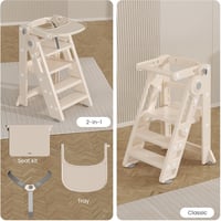hoopyosms 2 az 1-ben Összecsukható Montessori Tanulótorony Gyerekeknek - Állítható Magasságú Fellépő Konyhába és Fürdőszobába - Multifunkció 7