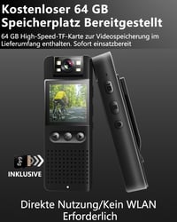 Bextgoo Testkamera 64GB Memóriakártyával - 1080P FHD Akciókamera Színes Éjjellátással, 16MP Fotók, Mágneses Klip és Kerékpártartó, Sisak Vid 2