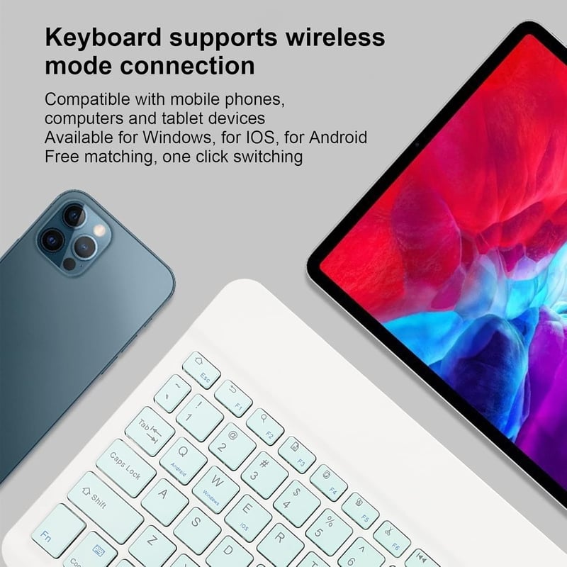 Yunseity 10"-es ultravékony Bluetooth billentyűzet és egér szett tabletekhez - Zöld
