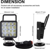 RIGIDON 48W LED munkalámpa mágnestalp, 4" offroad fényszóró autóhoz, terepjáróhoz, traktorhoz 3