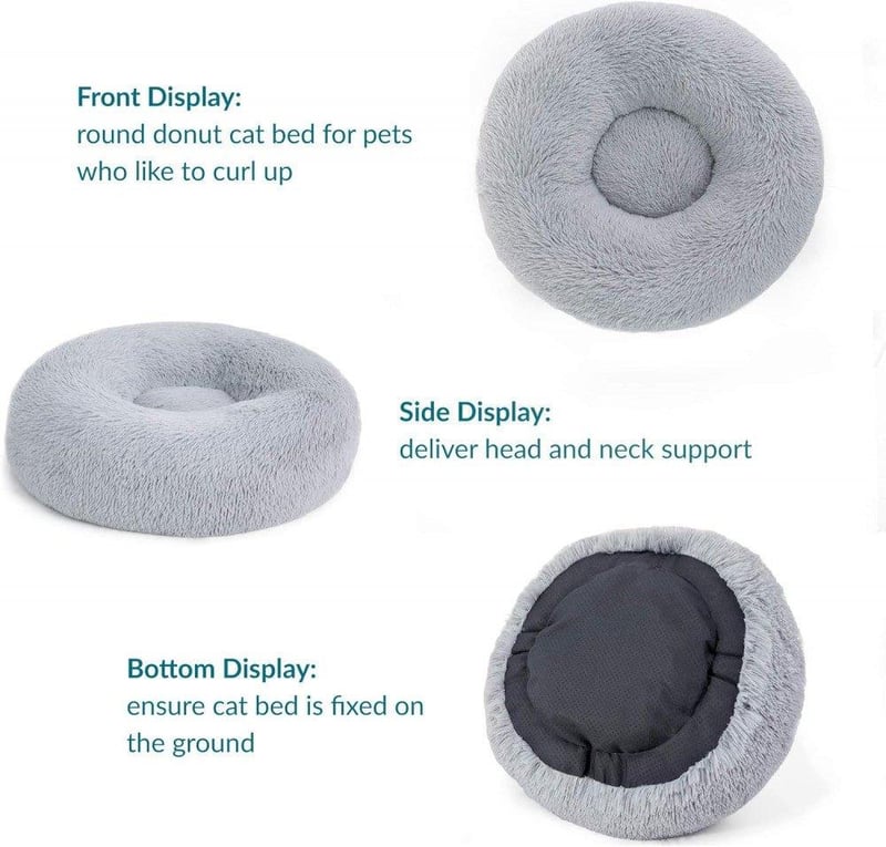 Bedsure Kerek Szürke Puha Macskaágy és Kutyafekhely 60 cm