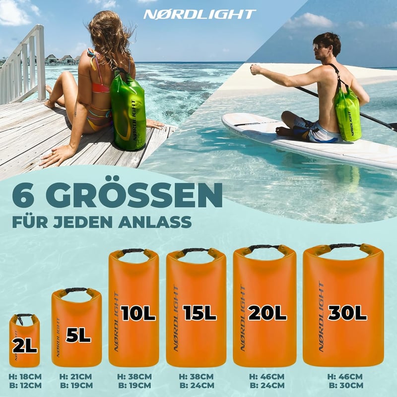 Nordlight 5L vízálló narancssárga táska - strandhoz, úszáshoz, SUP-hoz