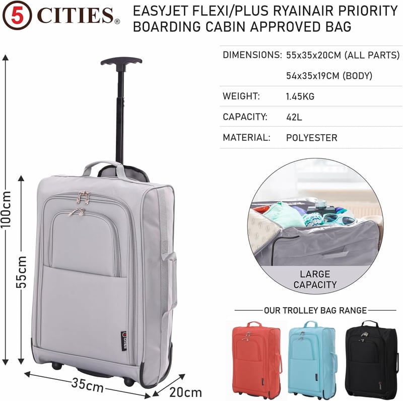 5 Cities Kézipoggyász Gurulós Táska 55 cm 42L Városi Mintás