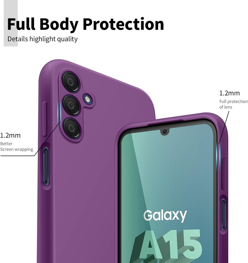 Samsung Galaxy A15 4G/5G Prémium Szilikon Tok - Lila, Ütésálló AUKASE Védőtok