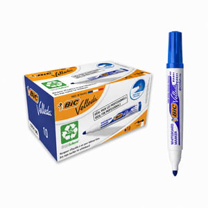 Marker pentru tablă albă BIC Velleda Ecolutions 1701, Albastru, pentru birou și școală, set de 10 bucăți