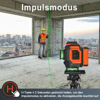 TakamineTech 3x360° Zöld Lézeres Szintező - 12 Vonalas Önbeálló Lézerszintező Távirányítóval, Építkezéshez, Csempézéshez, Type-C Töltéssel 4