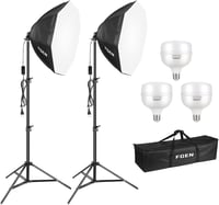 FGen Oktogonális Softbox Fotóstúdió Szett 135W 5500K LED Lámpákkal, 70cm Fénydoboz és 2m Állítható Állványok Portré és Termékfotózáshoz 1