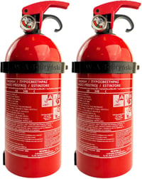 notlok Safety Work 2 db 1 kg-os ABC Poroltó Készülék | Elektromos Eszközökhöz < 1000 V | Mini Tűzoltó Készülék Konyhába és Autóba | Tartóval 1