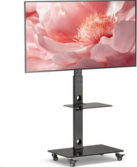BONTEC Gurulós TV Állvány 30-70 Colos Képernyőkhöz, 40 kg Teherbírással, 6 Magasságállítással, 2 Edzett Üvegpolccal, VESA 600x400 mm 1