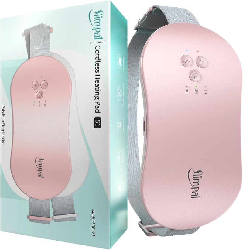 Slimpal Vezeték Nélküli Melegítőöv Menstruációs Fájdalomra - USB Tölthető Hordozható Melegítőpárna  Rózsaszín
