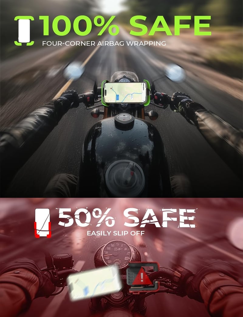 LISEN 360°-os univerzális telefontartó kerékpárra és motorra, 4,6-7,2" készülékekhez