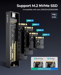 ORICO M.2 NVMe SSD külső ház USB-C 10Gbps, PCIe kompatibilis, 2230-2280 méretekhez 4