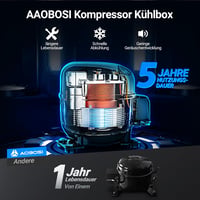 AAOBOSI 115L Kompresszoros Hűtőbox WiFi Vezérléssel - Autós Hűtőláda -20°C-ig, 12/24V és 100-240V Tápellátással, USB Csatlakozással Kempinge 5